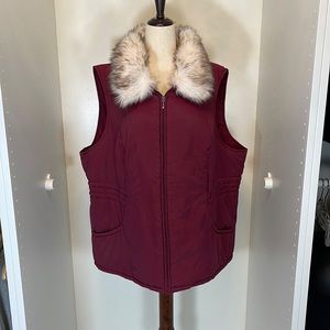 NWOT Croft & Barrow Maroon Vest with Faux Fur Size 2X
